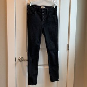 Madewell 9 inch mid-rise black skinny jeans exposed button fly 29